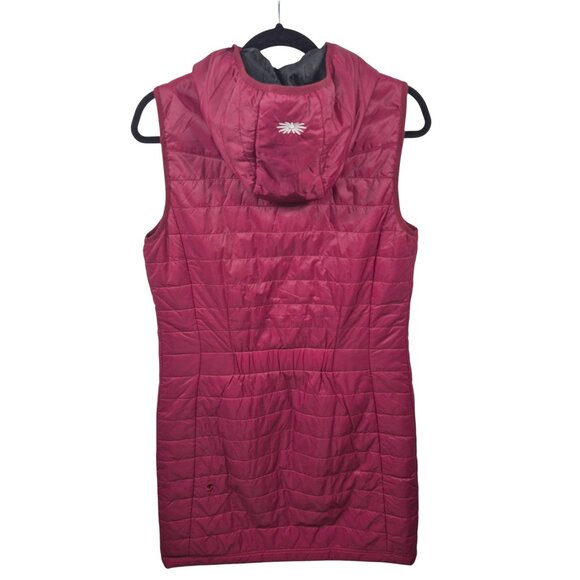 Skhoop Vest Womens M Red Long Puffer Double Full Zip Hooded Outdoor Debbie - Picture 2 of 10